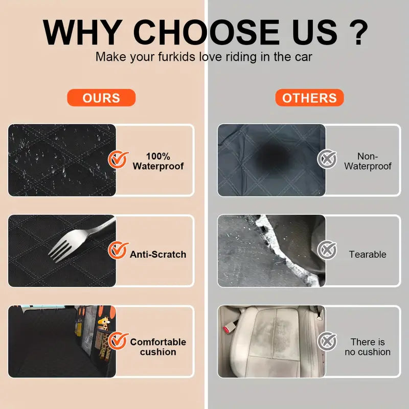 Oz Bargains™ Deluxe Waterproof Dog Car Seat Cover with Hard Base – Ultimate Comfort & Protection