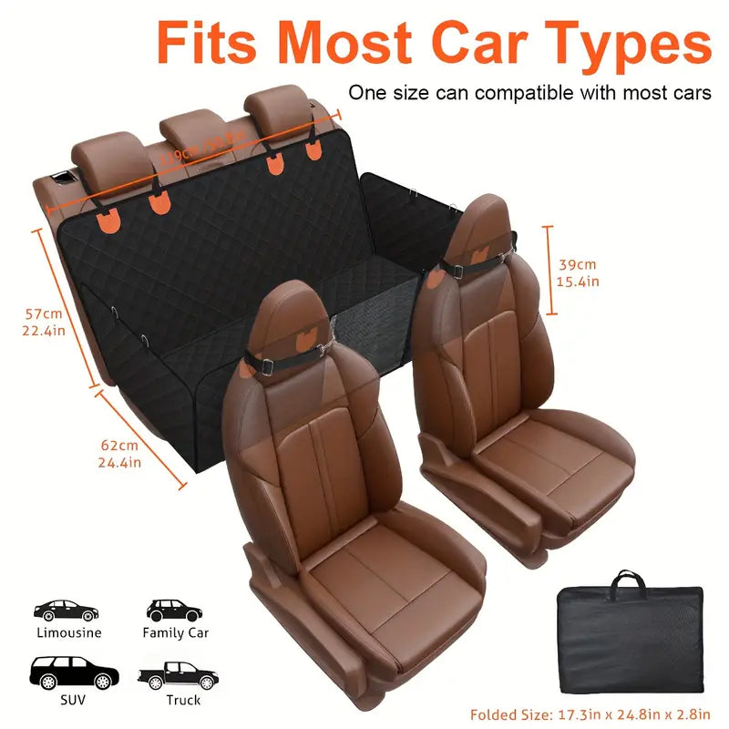 Oz Bargains™ Deluxe Waterproof Dog Car Seat Cover with Hard Base – Ultimate Comfort & Protection